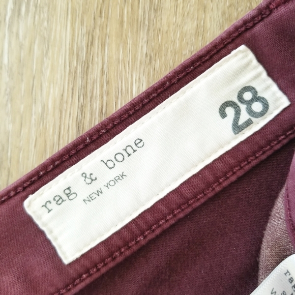 Rag & bone Women's High Rise Ankle Straight Leg Skinny Jeans  Burgundy Modal - Picture 4 of 15